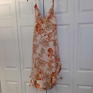 Free People Floral Midi Dress - Orange and Cream